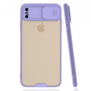 Nettech Apple iPhone XS Max Uyumlu Platin Kamera Kızaklı Arka Koruma Kılıf (Lila) NT-86643