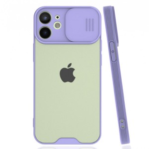 Nettech Apple iPhone 12 Mini Uyumlu Platin Kamera Kızaklı Arka Koruma Kılıf (Lila) NT-86652