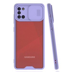 Nettech Samsung Galaxy A31 Uyumlu Platin Kamera Kızaklı Arka Koruma Kılıf (Lila) NT-86676