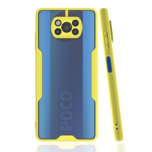 Nettech Xiaomi Poco X3 NFC Uyumlu Platin Seri Arka Koruma Kılıf (Sarı) NT-86516