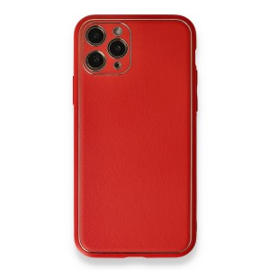 Nettech Apple iPhone 11 Pro Max Uyumlu Coco Leather Seri Arka Koruma Kılıf (Kırmızı) NT-87796