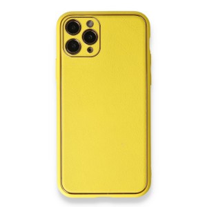Nettech Apple iPhone 11 Pro Max Uyumlu Coco Leather Seri Arka Koruma Kılıf (Sarı) NT-87800