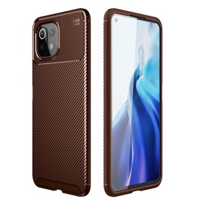 Nettech Xiaomi Mi 11 Lite Uyumlu Auto Seri Arka Koruma Kılıf (Kahverengi) NT-88385