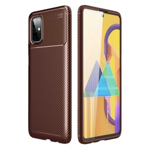 Nettech Samsung Galaxy M51 Uyumlu Auto Seri Arka Koruma Kılıf (Kahverengi) NT-88373