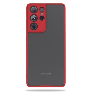 Nettech Samsung Galaxy S21 Ultra Uyumlu Kamera Lens Korumalı Arka Koruma Kılıf (Kırmızı) NT-88281