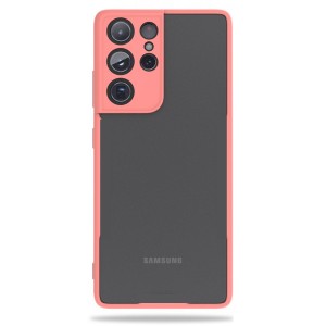 Nettech Samsung Galaxy S21 Ultra Uyumlu Kamera Lens Korumalı Arka Koruma Kılıf (Pembe) NT-88280