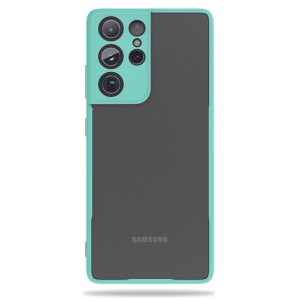 Nettech Samsung Galaxy S21 Ultra Uyumlu Kamera Lens Korumalı Arka Koruma Kılıf (Su Yeşili) NT-88278