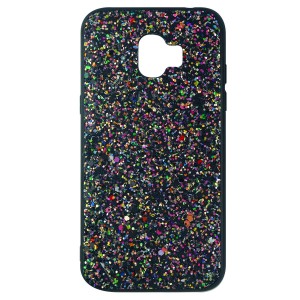 Nettech Samsung Galaxy J250 Grand Prime Pro Uyumlu Simli Arka Koruma Kılıf (Siyah) VR-6241