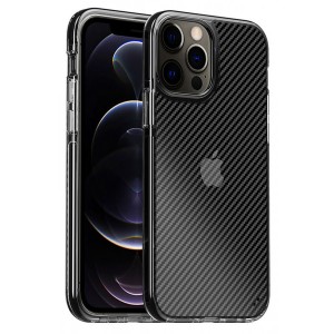 Nettech Apple iPhone 12 Pro Max Uyumlu Kenar Renkli Karbon Arka Koruma Kılıf (Siyah) NT-88786