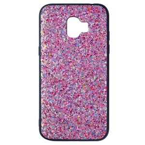 Nettech Samsung Galaxy J250 Grand Prime Pro Uyumlu Simli Arka Koruma Kılıf (Pembe) VR-6239