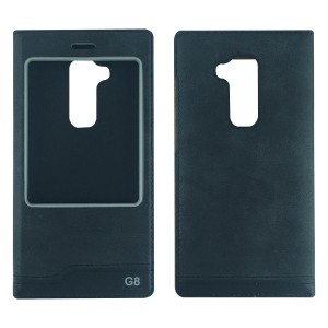 Nettech Huawei Ascend G8 Uyumlu Pencereli Kapaklı Kılıf (Siyah) VR-1705