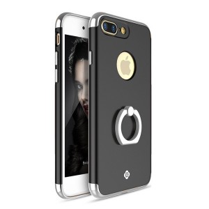 Totu Apple iPhone 8 Plus Uyumlu Viktor Yüzüklü Arka Koruma Kılıf (Siyah) NT-89161
