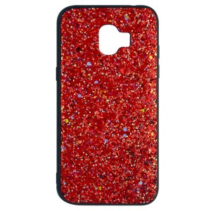 Nettech Samsung Galaxy J250 Grand Prime Pro Uyumlu Simli Arka Koruma Kılıf (Kırmızı) VR-6238
