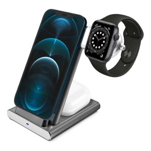 Coteetci CS5700 Telefon-Airpod-Watch 3in1 Şarj Ünitesi (Gri) NT-89362