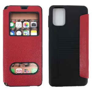Nettech Oppo Reno 4 Uyumlu Pencereli Kapaklı Kılıf (Kırmızı) NT-89279