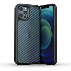Zore Apple iPhone 12 Pro Max Uyumlu Karbon inoks Seri Arka Koruma Kılıf (Siyah) NT-89470