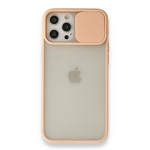 Nettech Apple iPhone 12 Pro Max Uyumlu Buzlu Kızaklı Kamera Korumalı Arka Koruma Kılıf (Pembe) NT-89751