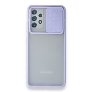 Nettech Samsung Galaxy A72 Uyumlu Buzlu Kızaklı Kamera Korumalı Arka Koruma Kılıf (Lila) NT-89850