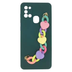 Nettech Samsung Galaxy A21S Uyumlu Bilek Zincirli Arka Koruma Kılıf (Çeşitli Renk) NT-89908