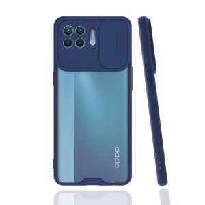 Nettech Oppo Reno 4 Lite Uyumlu Platin Kamera Kızaklı Arka Koruma Kılıf (Lacivert) NT-86867