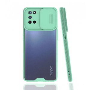Nettech Oppo A92 Uyumlu Platin Kamera Kızaklı Arka Koruma Kılıf (Su Yeşili) NT-86864