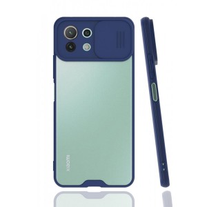 Nettech Xiaomi Mi 11 Lite Uyumlu Platin Kamera Kızaklı Arka Koruma Kılıf (Lacivert) NT-86855