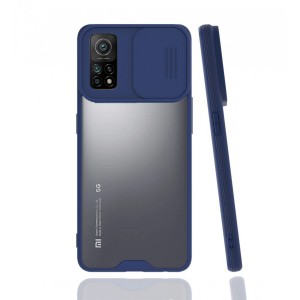 Nettech Xiaomi Mi 10T Uyumlu Platin Kamera Kızaklı Arka Koruma Kılıf (Lacivert) NT-86843