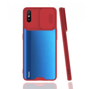 Nettech Xiaomi Redmi 9A Uyumlu Platin Kamera Kızaklı Arka Koruma Kılıf (Kırmızı) NT-86824