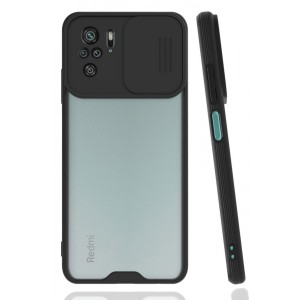 Nettech Xiaomi Redmi Note 10 Uyumlu Platin Kamera Kızaklı Arka Koruma Kılıf (Siyah) NT-86805