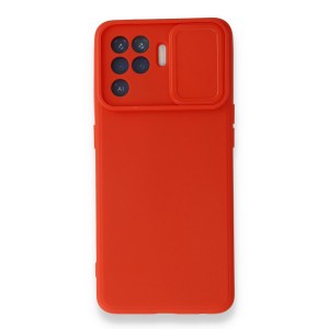 Nettech Oppo Reno 5 Lite Uyumlu Kızaklı Kamera Korumalı Arka Koruma Kılıf (Kırmızı) NT-87173