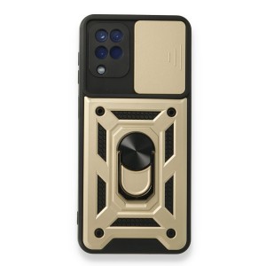 Nettech Huawei P40 Lite Uyumlu Kızaklı Panzer Seri Arka Koruma Kılıf (Gold) NT-86234