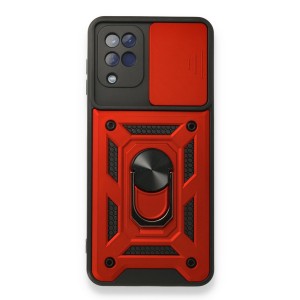 Nettech Huawei P40 Lite Uyumlu Kızaklı Panzer Seri Arka Koruma Kılıf (Kırmızı) NT-86232