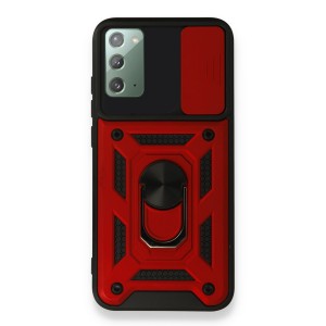 Nettech Samsung Galaxy Note 20 Uyumlu Kızaklı Panzer Seri Arka Koruma Kılıf (Kırmızı) NT-86220