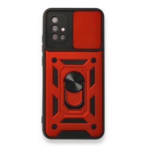 Nettech Samsung Galaxy M51 Uyumlu Kızaklı Panzer Seri Arka Koruma Kılıf (Kırmızı) NT-86196
