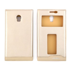 Nettech Lenovo Vibe P1 Uyumlu Pencereli Kapaklı Kılıf (Gold) VR-1931