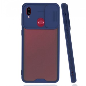 Nettech Samsung Galaxy A10S Uyumlu Platin Kamera Kızaklı Arka Koruma Kılıf (Lacivert) NT-86743