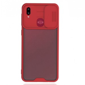 Nettech Samsung Galaxy A10S Uyumlu Platin Kamera Kızaklı Arka Koruma Kılıf (Kırmızı) NT-86742