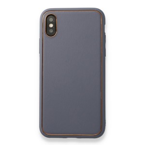 Nettech Apple iPhone X Uyumlu Coco Leather Seri Arka Koruma Kılıf (Gri) NT-90437