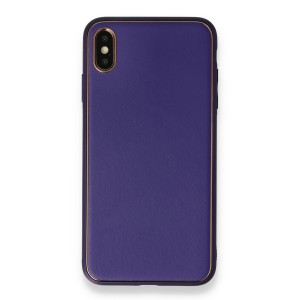 Nettech Apple iPhone XS Max Uyumlu Coco Leather Seri Arka Koruma Kılıf (Mor) NT-90431