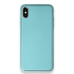 Nettech Apple iPhone X Uyumlu Coco Leather Seri Arka Koruma Kılıf (Turkuaz) NT-90416