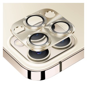 Nettech Apple iPhone 12 Pro Uyumlu Metalik Seri Kamera Cam Koruyucu (Gold) NT-90376
