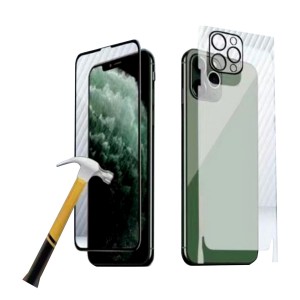 Caısles Apple iPhone 11 Uyumlu Ön-Arka-Kamera Set Matte Full Body 3in1 Nano Ekran Koruyucu (Siyah) NT-91151