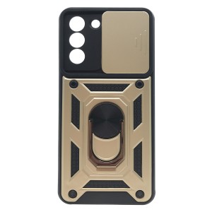 Nettech Samsung Galaxy S21 Uyumlu Kızaklı Panzer Seri Arka Koruma Kılıf (Gold) NT-86214