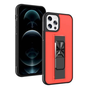 Nettech Apple iPhone 12 Uyumlu MicroCase Mıknatıs Yüzüklü Arka Koruma Kılıf (Kırmızı) NT-86923