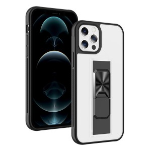Nettech Apple iPhone 12 Pro Max Uyumlu MicroCase Mıknatıs Yüzüklü Arka Koruma Kılıf (Beyaz) NT-86928