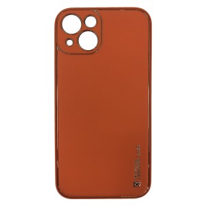 Nettech Apple iPhone 13 Uyumlu Coco Leather Seri Arka Koruma Kılıf (Turuncu) NT-90454