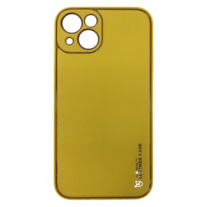 Nettech Apple iPhone 13 Uyumlu Coco Leather Seri Arka Koruma Kılıf (Sarı) NT-90453