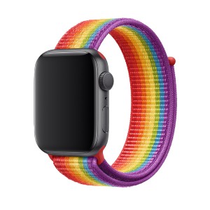 Nettech Apple Watch Seri 44/42 mm Uyumlu İp Örgülü Kordon (Gökkuşağı) NT-92053