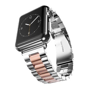 Nettech Apple Watch Seri 40/38 mm Uyumlu Metal Kordon (Gri-Gold) NT-92317