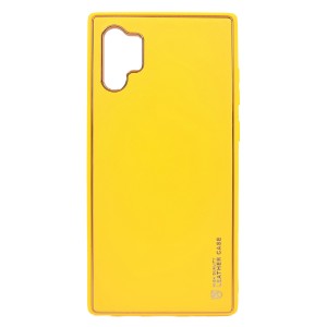 Nettech Samsung Galaxy Note 10 Plus Uyumlu Coco Leather Seri Arka Koruma Kılıf (Sarı) NT-87838